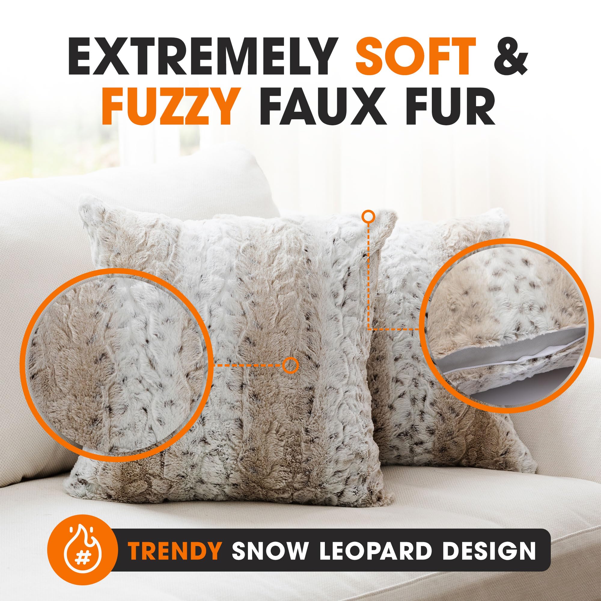 Amazon.com: Cheer Collection Faux Fur Throw Pillows with Inserts